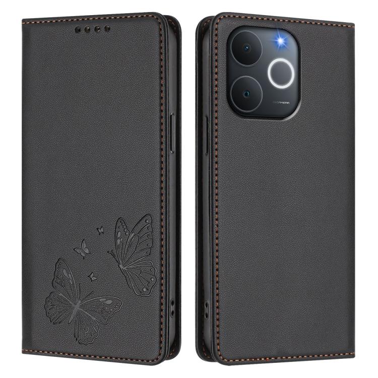 For Realme C71 India / Note 70 / Narzo 7T 4G Strong Magnetic Dual Butterfly RFID Vegan Leather Phone Case