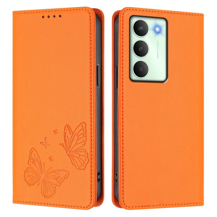 For Realme C75 5G / V70 / 14x Global Strong Magnetic Dual Butterfly RFID Vegan Leather Phone Case