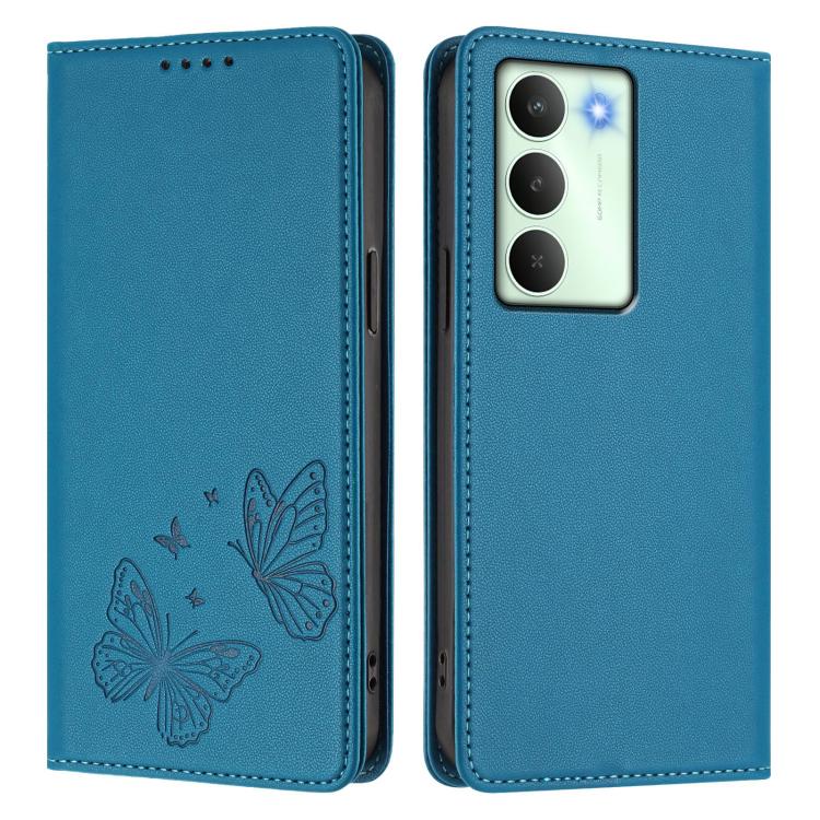 For Realme C75 5G / V70 / 14x Global Strong Magnetic Dual Butterfly RFID Vegan Leather Phone Case