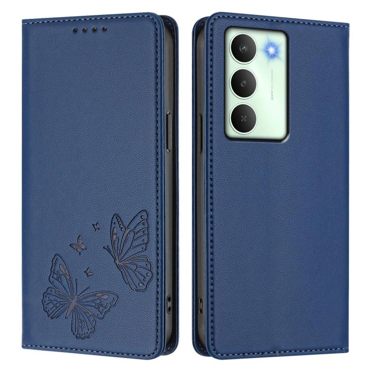 For Realme C75 5G / V70 / 14x Global Strong Magnetic Dual Butterfly RFID Vegan Leather Phone Case