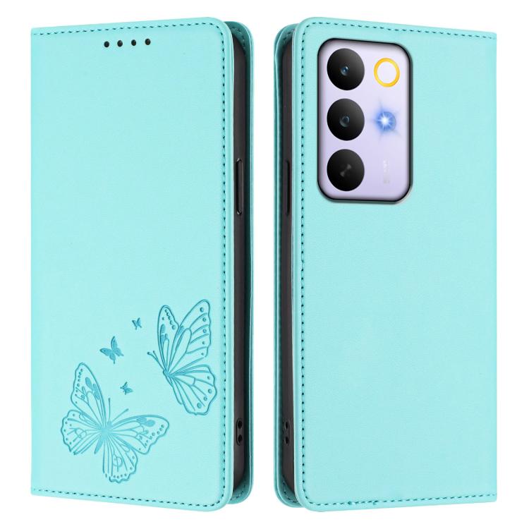 For Realme C85 5G / C83 5G / 15x 5G India Strong Magnetic Dual Butterfly RFID Vegan Leather Phone Case