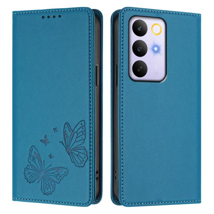 For Realme C85 5G / C83 5G / 15x 5G India Strong Magnetic Dual Butterfly RFID Vegan Leather Phone Case