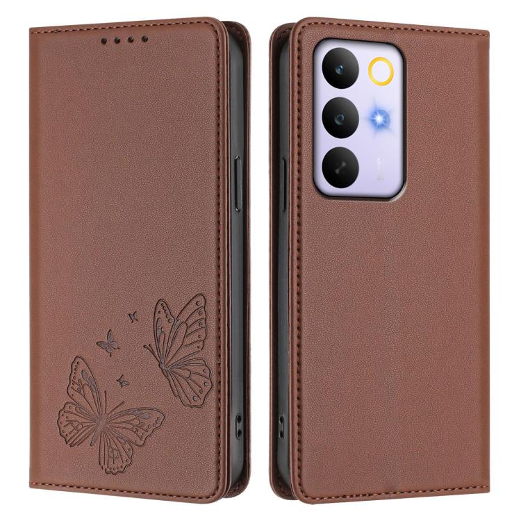 For Realme C85 5G / C83 5G / 15x 5G India Strong Magnetic Dual Butterfly RFID Vegan Leather Phone Case