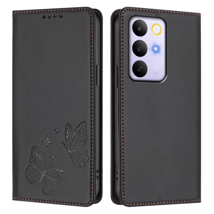 For Realme C85 5G / C83 5G / 15x 5G India Strong Magnetic Dual Butterfly RFID Vegan Leather Phone Case
