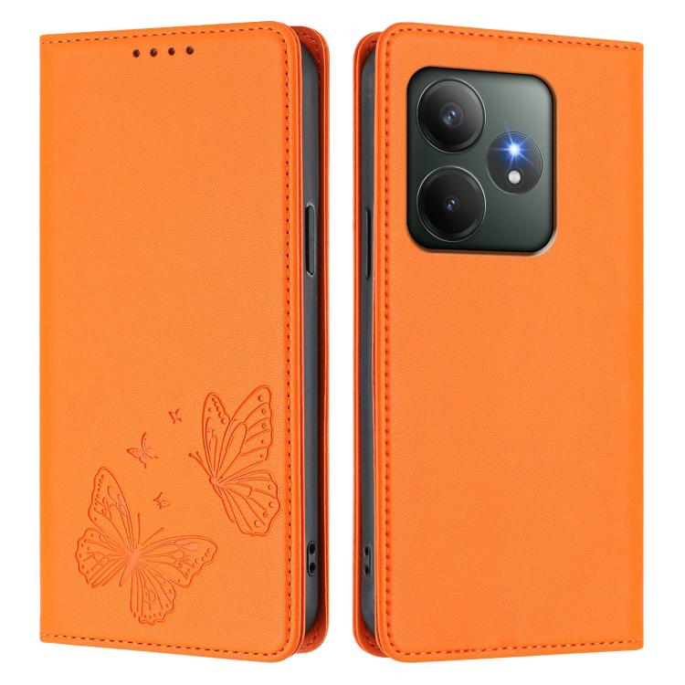 For Realme GT 6 / Realme GT 6T Strong Magnetic Dual Butterfly RFID Vegan Leather Phone Case