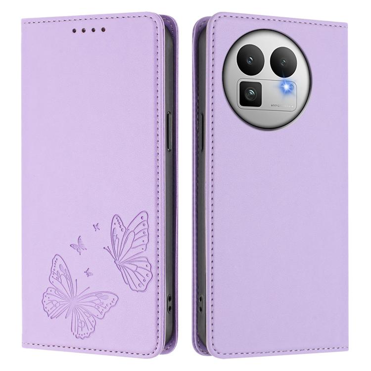 For Realme GT 8 Pro Global Strong Magnetic Dual Butterfly RFID Vegan Leather Phone Case