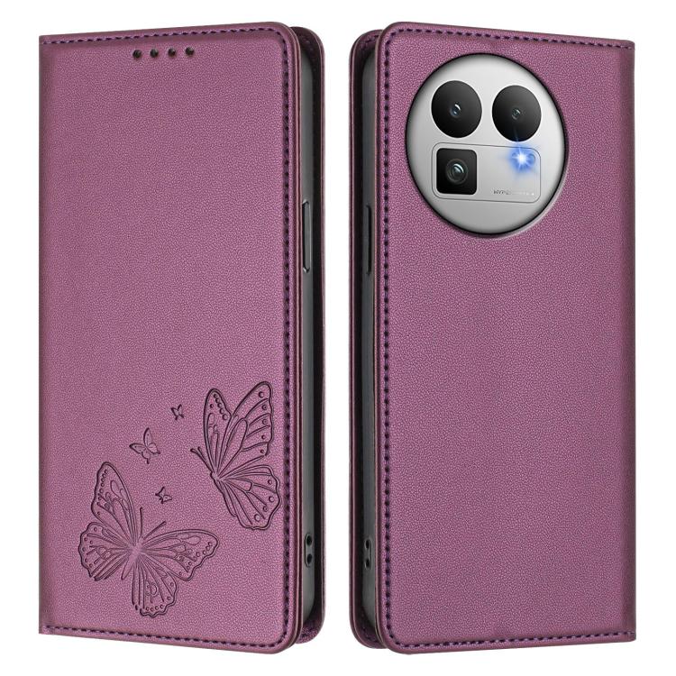 For Realme GT 8 Pro Global Strong Magnetic Dual Butterfly RFID Vegan Leather Phone Case