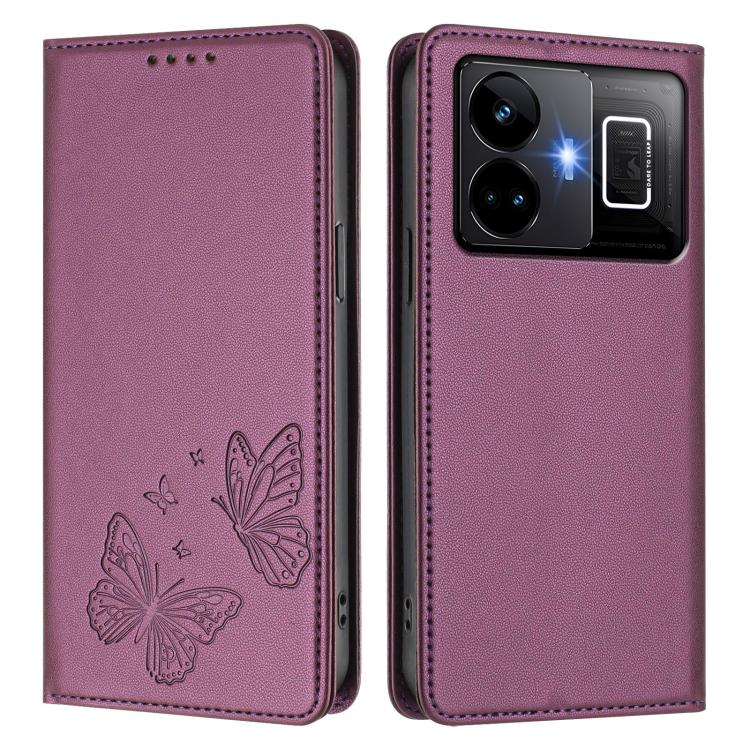 For Realme GT3 / GT Neo 5 240W Strong Magnetic Dual Butterfly RFID Vegan Leather Phone Case