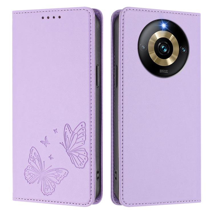 For Realme Narzo 60 Pro Strong Magnetic Dual Butterfly RFID Vegan Leather Phone Case