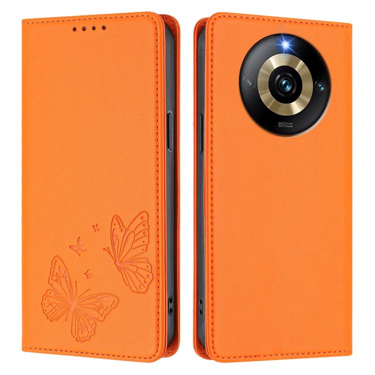 For Realme Narzo 60 Pro Strong Magnetic Dual Butterfly RFID Vegan Leather Phone Case
