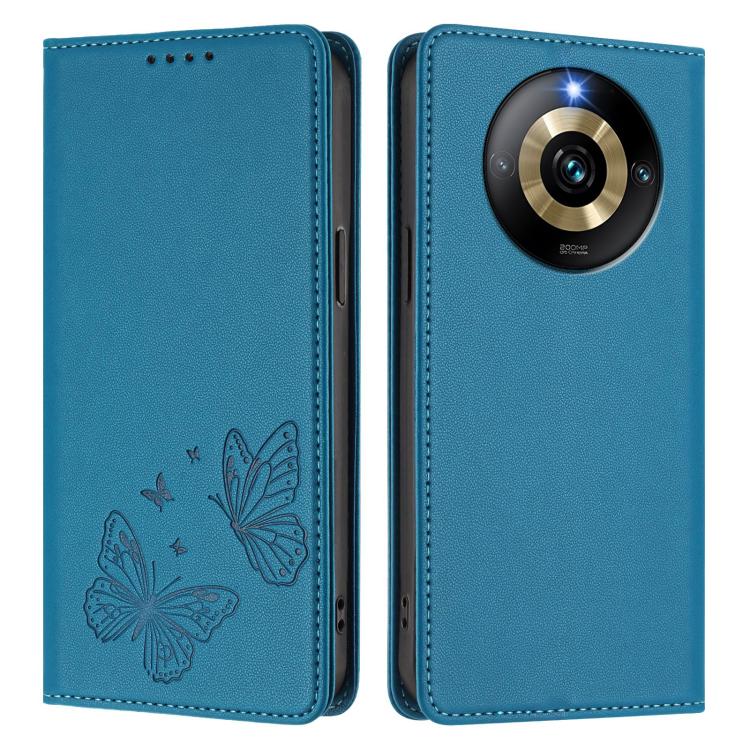 For Realme Narzo 60 Pro Strong Magnetic Dual Butterfly RFID Vegan Leather Phone Case