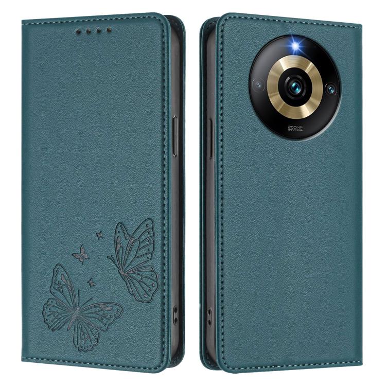 For Realme Narzo 60 Pro Strong Magnetic Dual Butterfly RFID Vegan Leather Phone Case