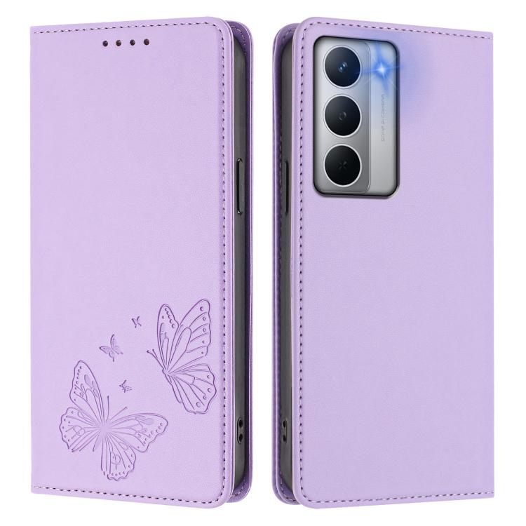 For Realme Narzo 80x Strong Magnetic Dual Butterfly RFID Vegan Leather Phone Case