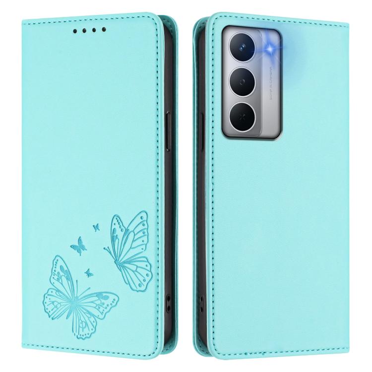 For Realme Narzo 80x Strong Magnetic Dual Butterfly RFID Vegan Leather Phone Case