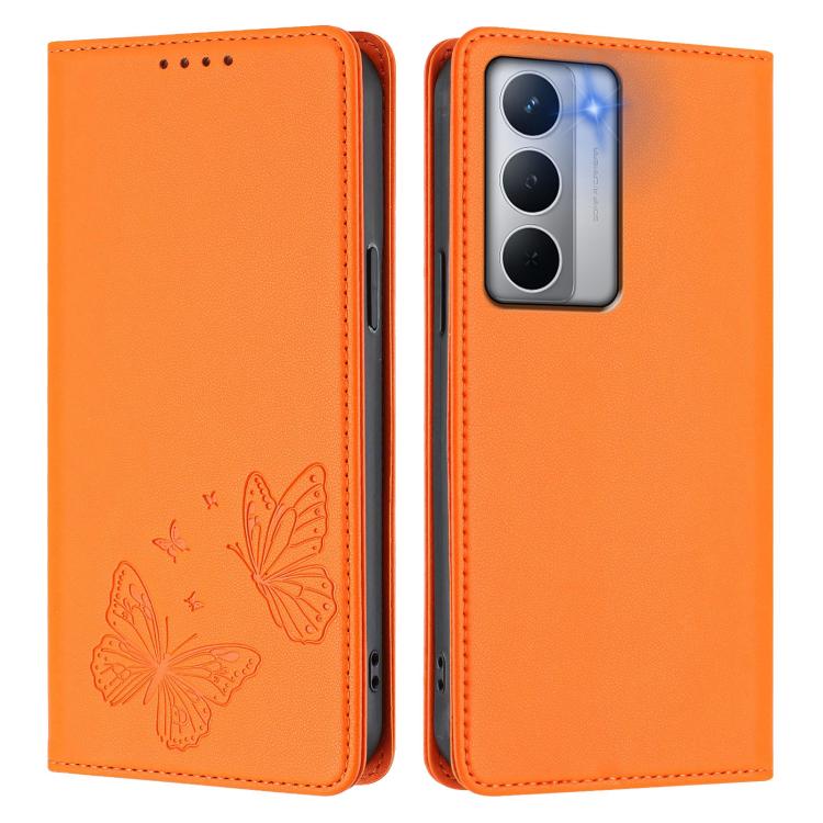 For Realme Narzo 80x Strong Magnetic Dual Butterfly RFID Vegan Leather Phone Case