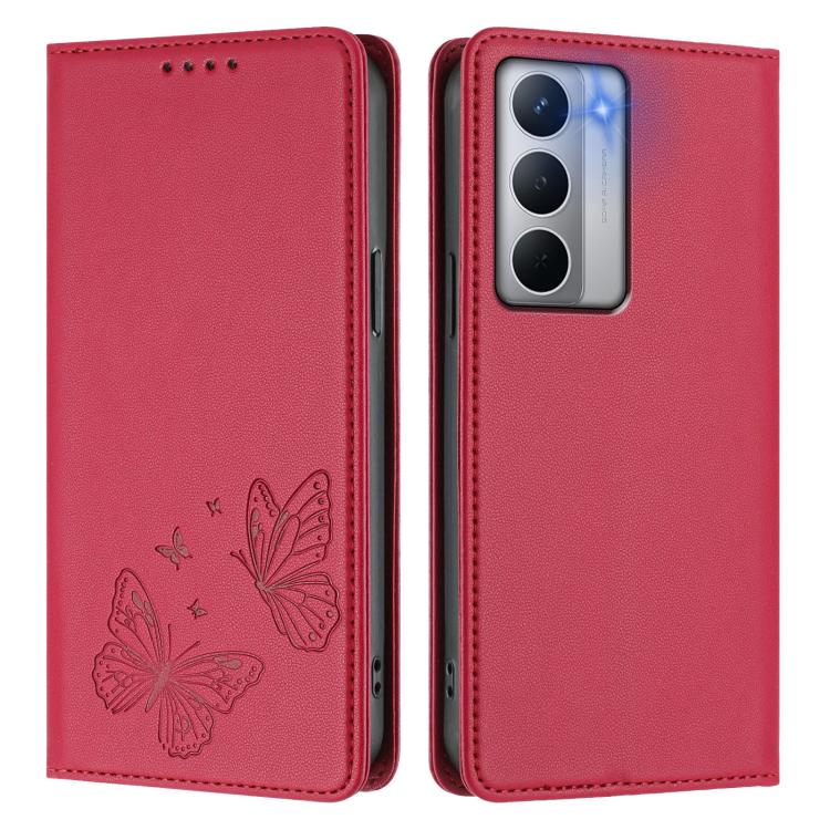 For Realme Narzo 80x Strong Magnetic Dual Butterfly RFID Vegan Leather Phone Case
