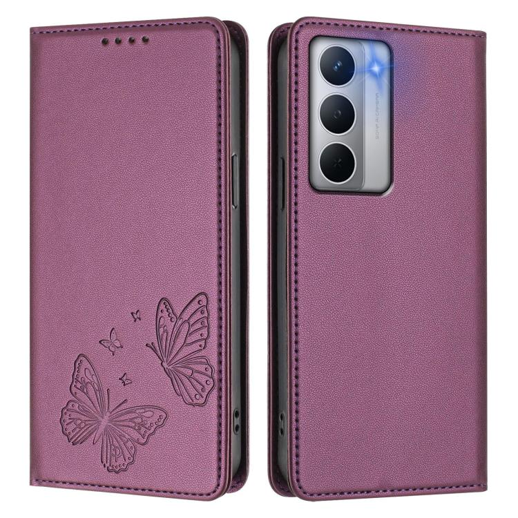 For Realme Narzo 80x Strong Magnetic Dual Butterfly RFID Vegan Leather Phone Case