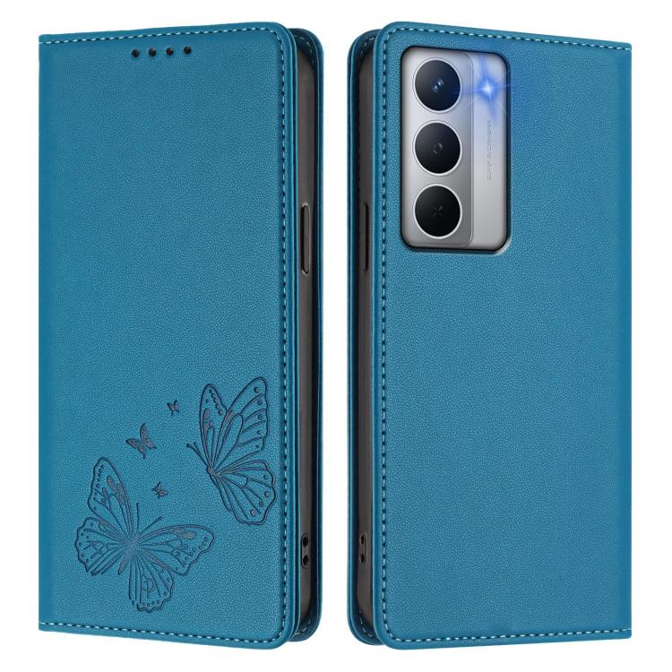 For Realme Narzo 80x Strong Magnetic Dual Butterfly RFID Vegan Leather Phone Case