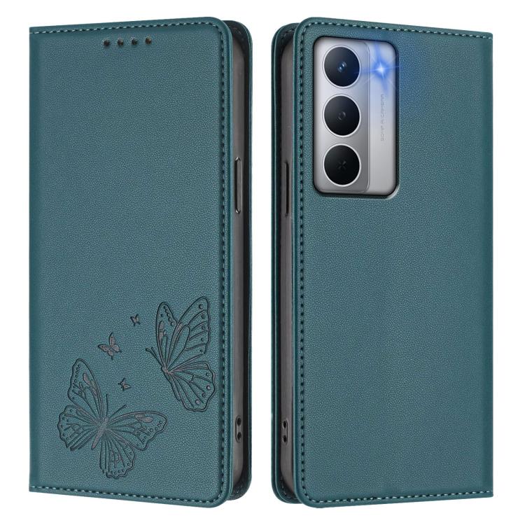 For Realme Narzo 80x Strong Magnetic Dual Butterfly RFID Vegan Leather Phone Case