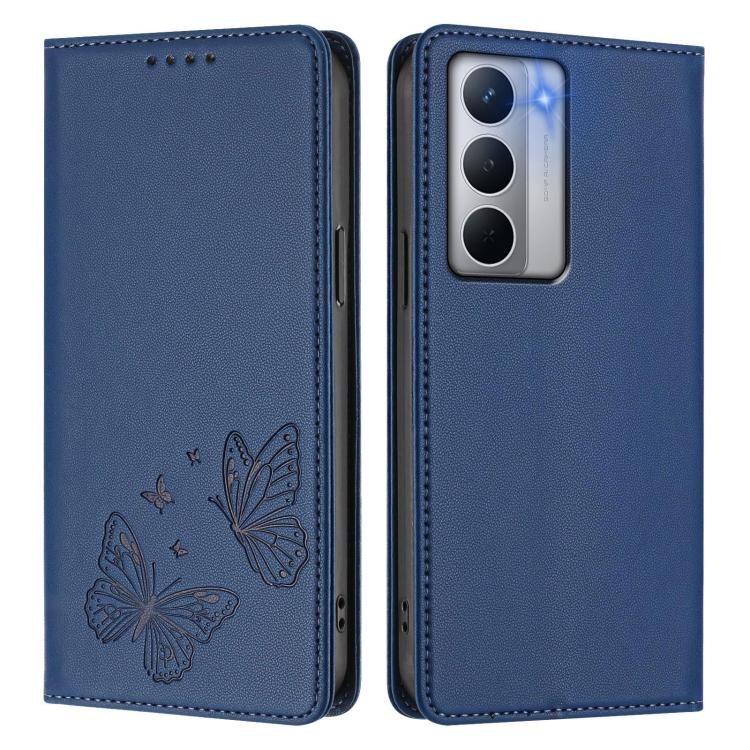 For Realme Narzo 80x Strong Magnetic Dual Butterfly RFID Vegan Leather Phone Case