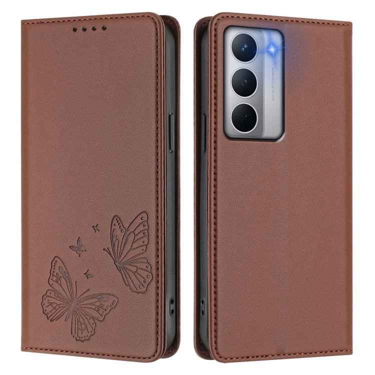 For Realme Narzo 80x Strong Magnetic Dual Butterfly RFID Vegan Leather Phone Case