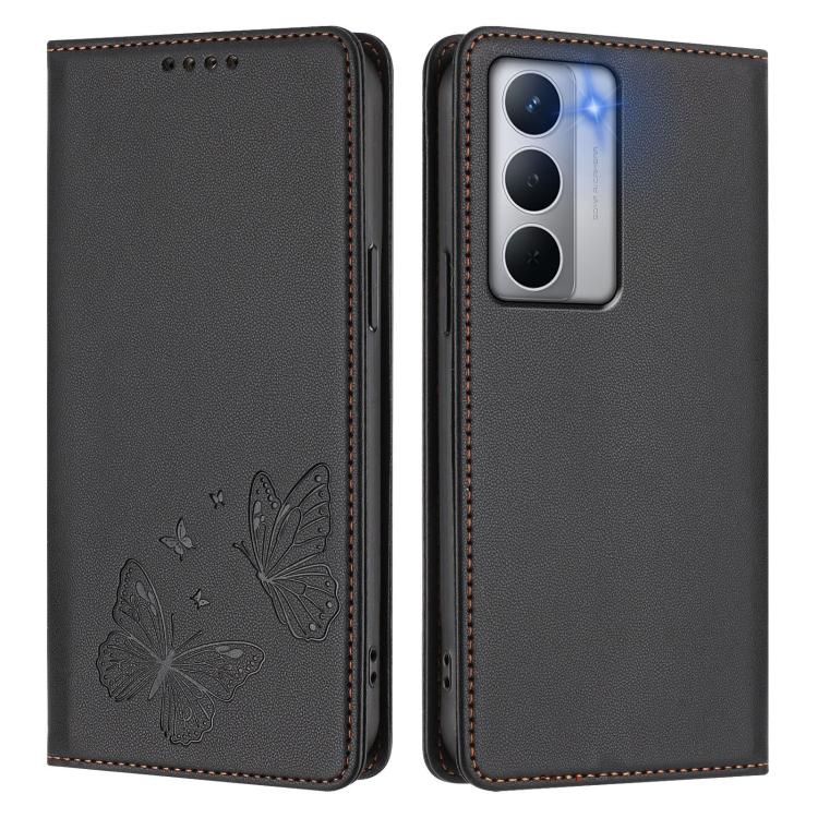 For Realme Narzo 80x Strong Magnetic Dual Butterfly RFID Vegan Leather Phone Case