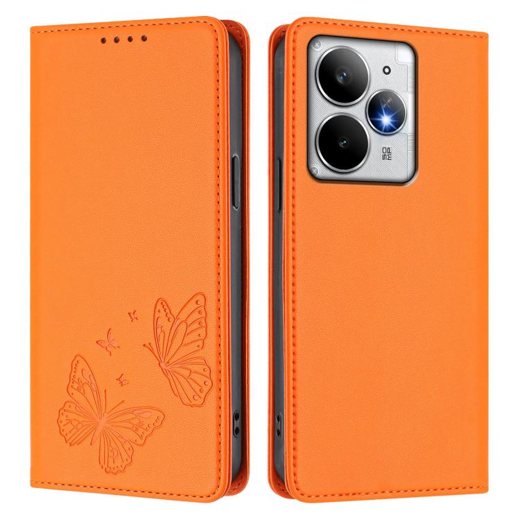 For Realme Neo7 Turbo Strong Magnetic Dual Butterfly RFID Vegan Leather Phone Case