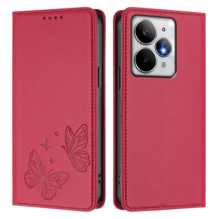 For Realme Neo7 Turbo Strong Magnetic Dual Butterfly RFID Vegan Leather Phone Case