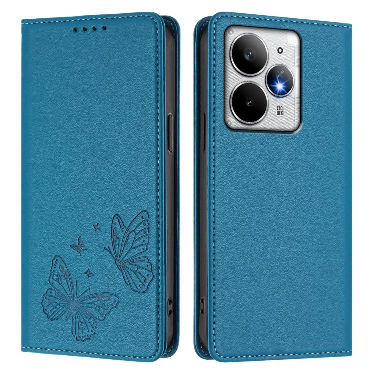 For Realme Neo7 Turbo Strong Magnetic Dual Butterfly RFID Vegan Leather Phone Case