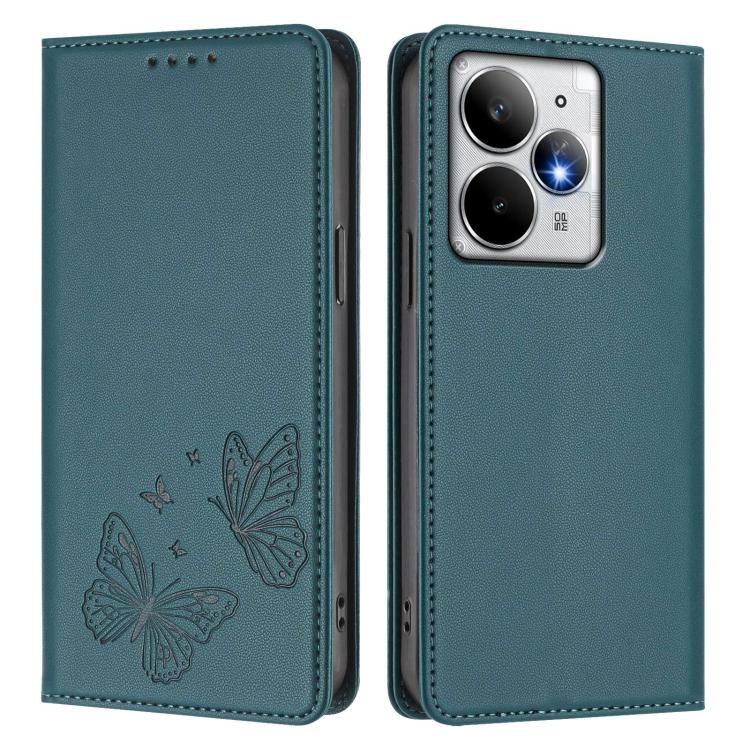 For Realme Neo7 Turbo Strong Magnetic Dual Butterfly RFID Vegan Leather Phone Case