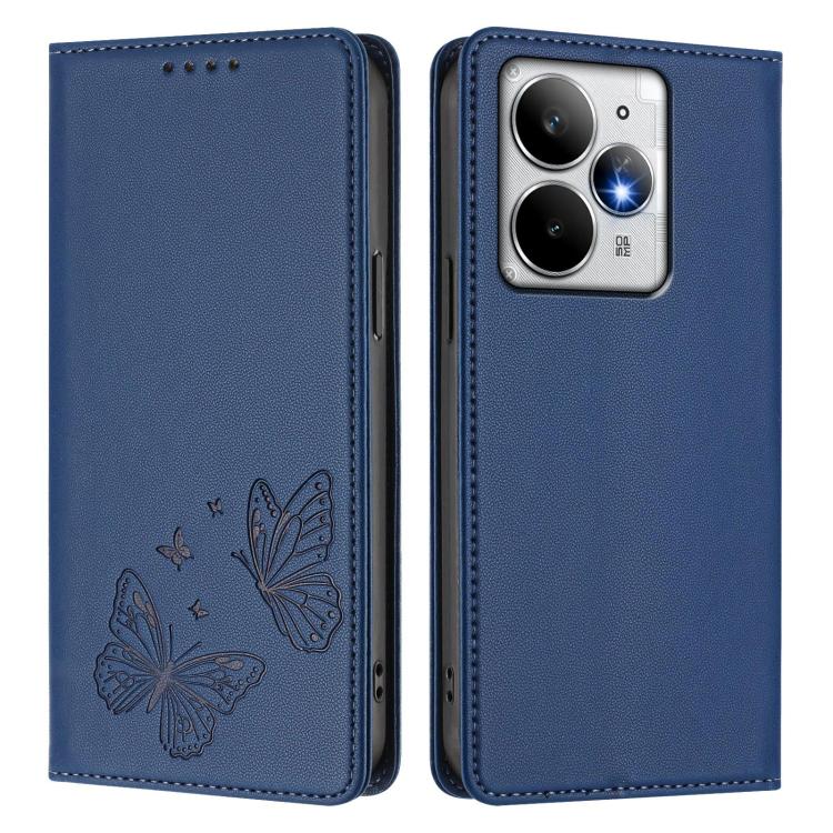 For Realme Neo7 Turbo Strong Magnetic Dual Butterfly RFID Vegan Leather Phone Case