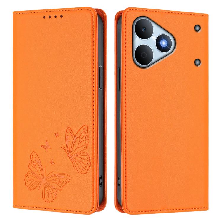 For Realme Note 80 4G Strong Magnetic Dual Butterfly RFID Vegan Leather Phone Case