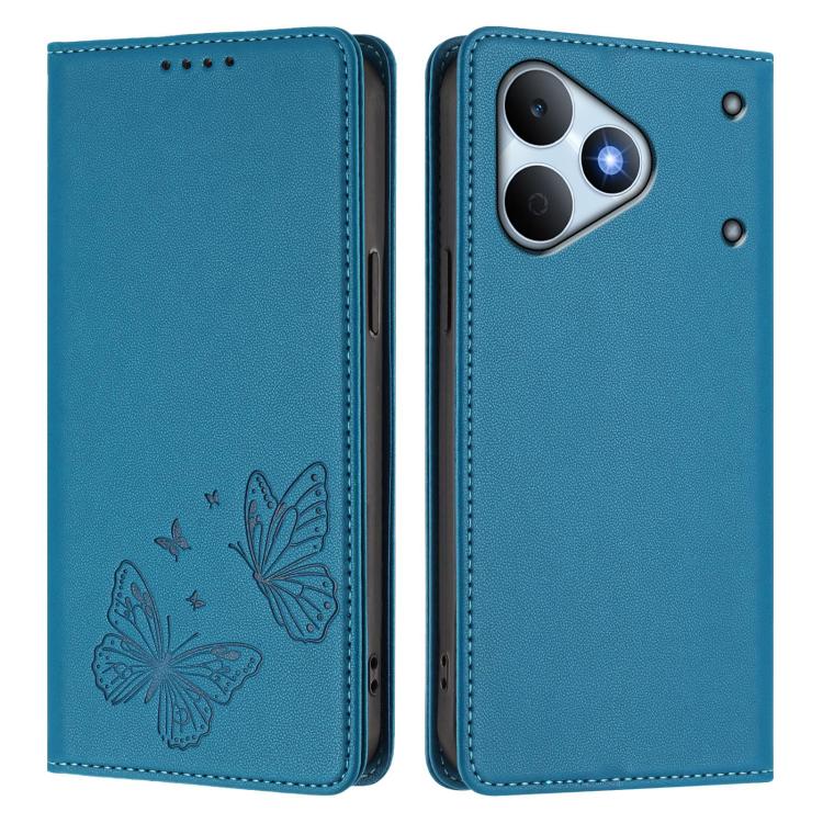 For Realme Note 80 4G Strong Magnetic Dual Butterfly RFID Vegan Leather Phone Case