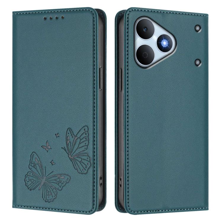 For Realme Note 80 4G Strong Magnetic Dual Butterfly RFID Vegan Leather Phone Case