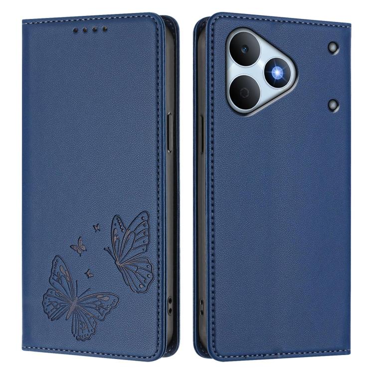 For Realme Note 80 4G Strong Magnetic Dual Butterfly RFID Vegan Leather Phone Case