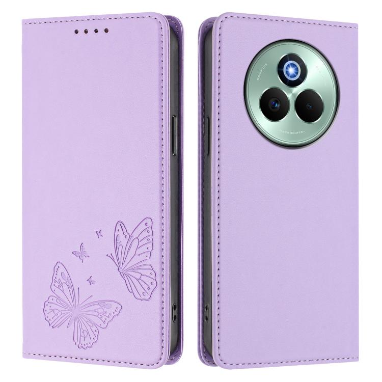 For Realme P3 Pro Strong Magnetic Dual Butterfly RFID Vegan Leather Phone Case