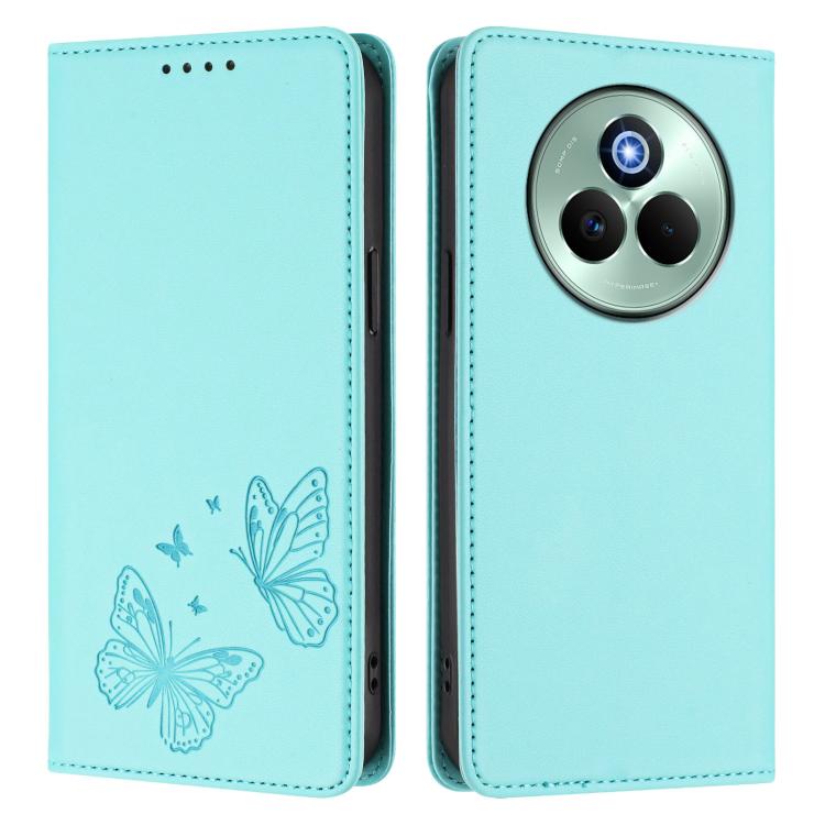 For Realme P3 Pro Strong Magnetic Dual Butterfly RFID Vegan Leather Phone Case