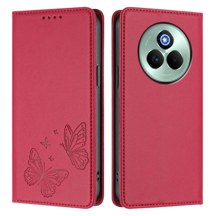 For Realme P3 Pro Strong Magnetic Dual Butterfly RFID Vegan Leather Phone Case