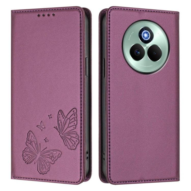 For Realme P3 Pro Strong Magnetic Dual Butterfly RFID Vegan Leather Phone Case