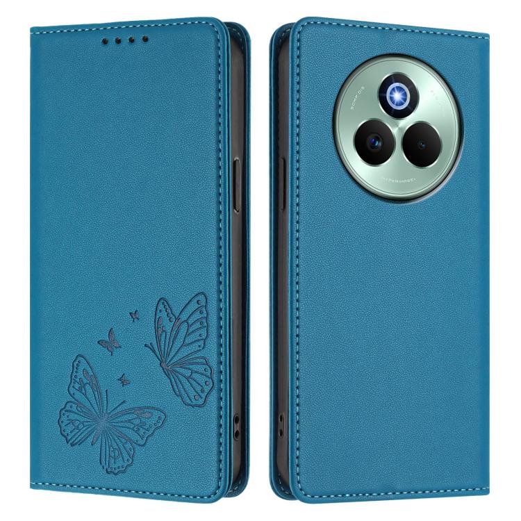 For Realme P3 Pro Strong Magnetic Dual Butterfly RFID Vegan Leather Phone Case