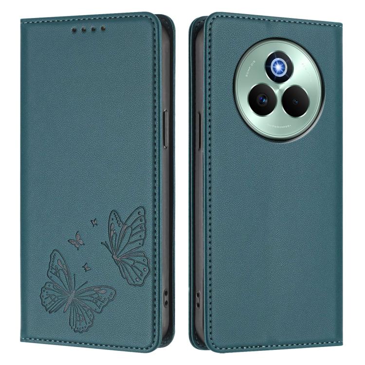 For Realme P3 Pro Strong Magnetic Dual Butterfly RFID Vegan Leather Phone Case