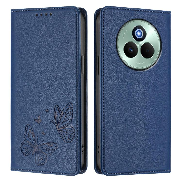 For Realme P3 Pro Strong Magnetic Dual Butterfly RFID Vegan Leather Phone Case
