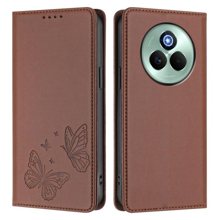 For Realme P3 Pro Strong Magnetic Dual Butterfly RFID Vegan Leather Phone Case
