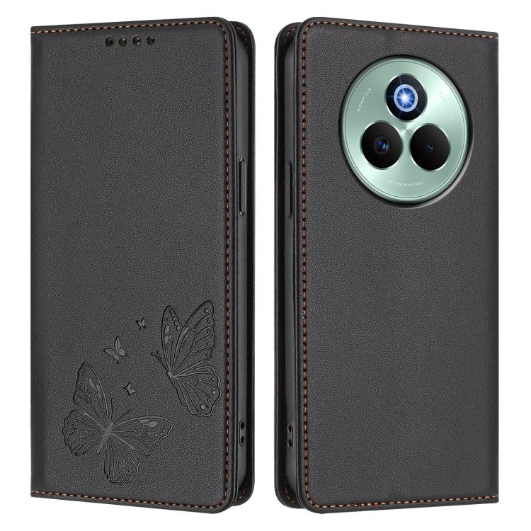 For Realme P3 Pro Strong Magnetic Dual Butterfly RFID Vegan Leather Phone Case