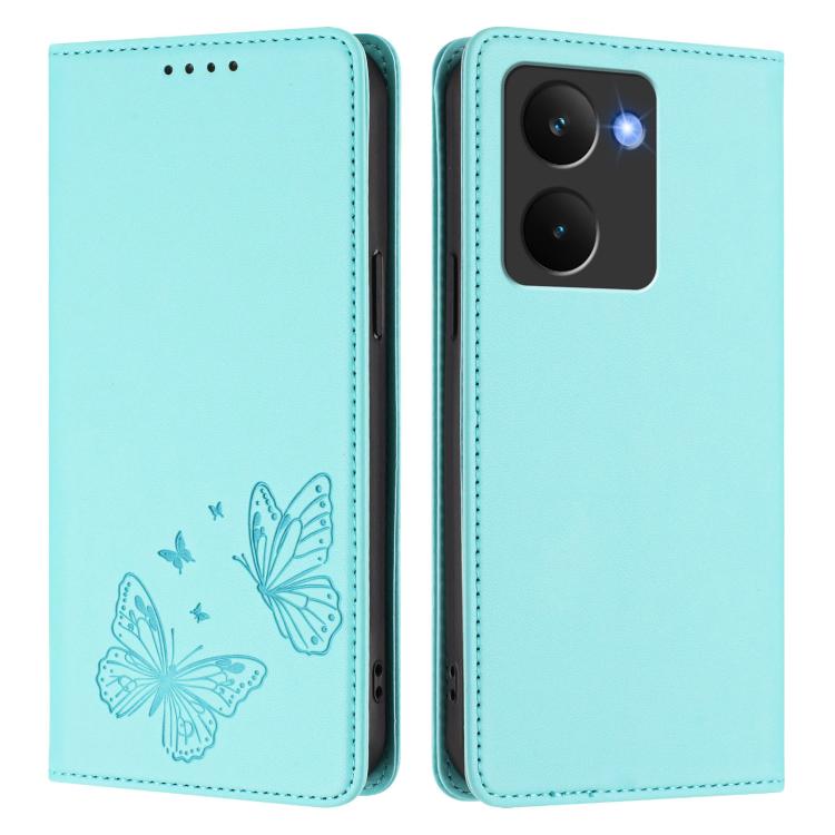 For Realme P3 Ultra 5G Strong Magnetic Dual Butterfly RFID Vegan Leather Phone Case