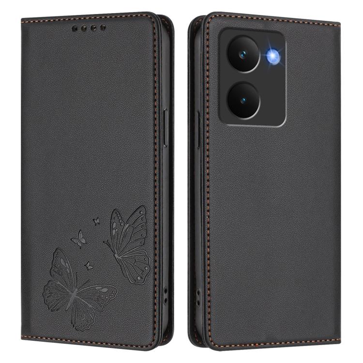 For Realme P3 Ultra 5G Strong Magnetic Dual Butterfly RFID Vegan Leather Phone Case