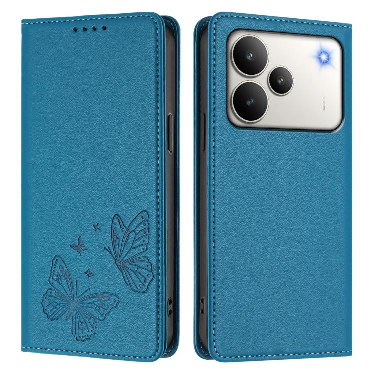 For Realme P4 5G Strong Magnetic Dual Butterfly RFID Vegan Leather Phone Case