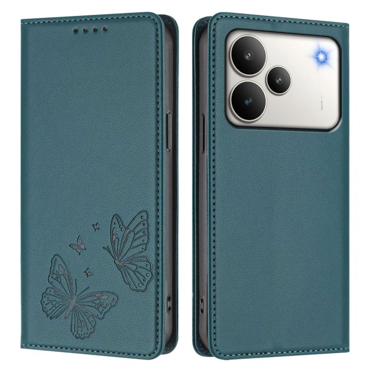 For Realme P4 5G Strong Magnetic Dual Butterfly RFID Vegan Leather Phone Case