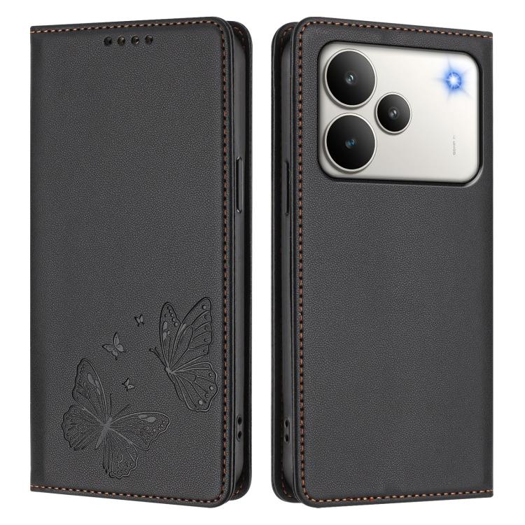 For Realme P4 5G Strong Magnetic Dual Butterfly RFID Vegan Leather Phone Case