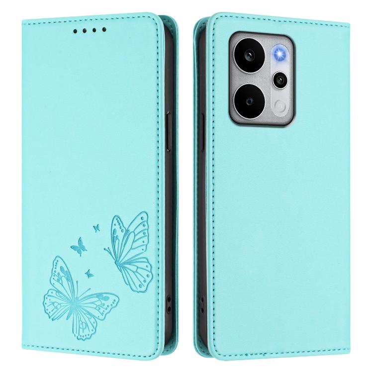 For Realme P4 Power 5G Strong Magnetic Dual Butterfly RFID Vegan Leather Phone Case